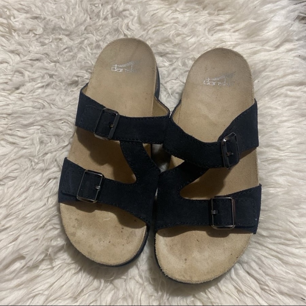 Dansko Dayna suede buckle slide suede sandal black‎ 41 shoe comfortable walking